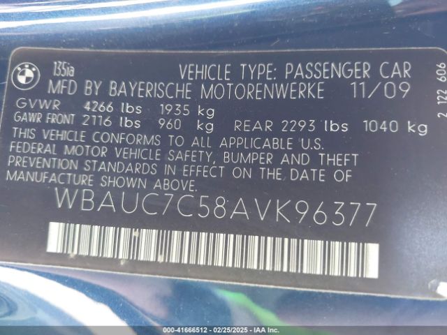 2010 BMW 135I WBAUC7C58AVK96377 Photo 8