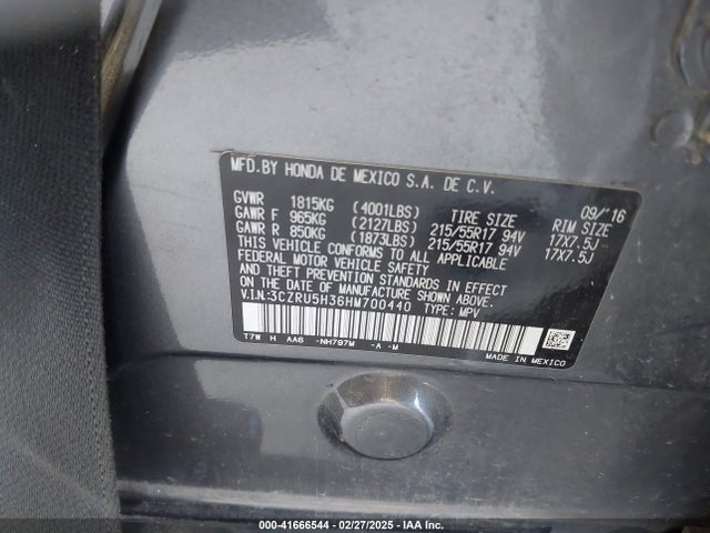 Honda HR-V LX 2017 3CZRU5H36HM700440 Image 9