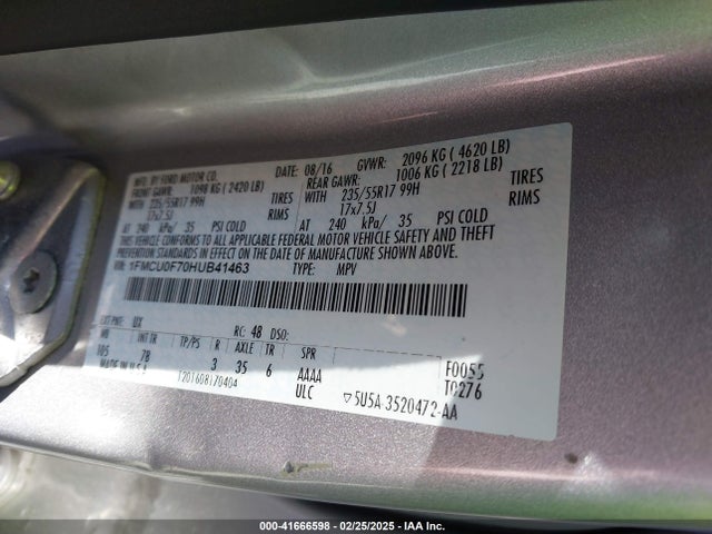 1FMCU0F70HUB41463 Ford ESCAPE S