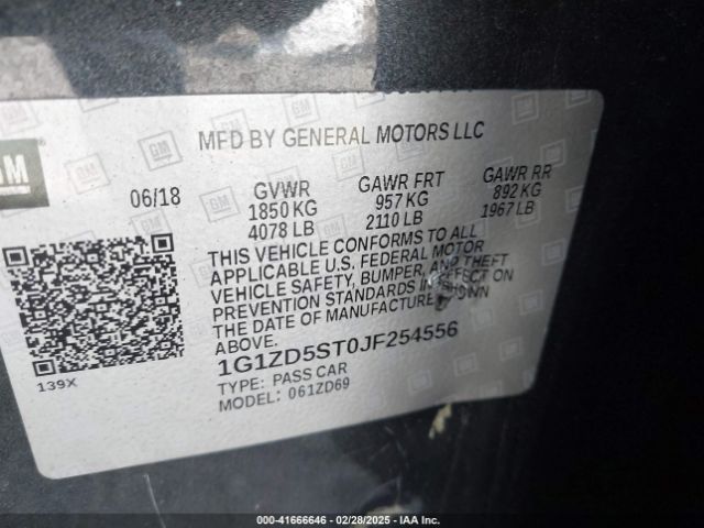 1G1ZD5ST0JF254556 Chevrolet lfv - direct injection, variable valve timing, gen 1