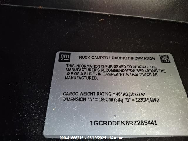 1GCRDDEK8RZ285441 Chevrolet Silverado 1500 4wd Double Cab Standard Bed Lt
