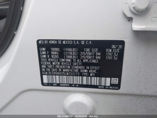 3CZRU6H35LM723173 Honda Hr-v Awd Lx