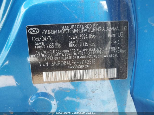 5NPD84LF6HH142515 Hyundai Elantra Value Edition