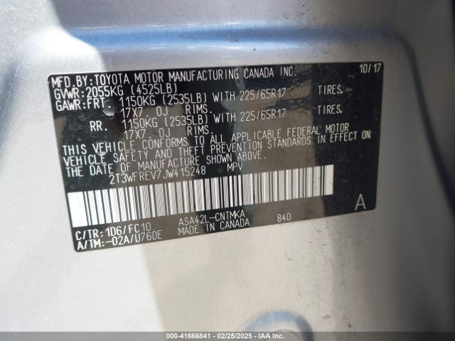 2T3WFREV7JW415248 Toyota Rav4 Adventure/xle
