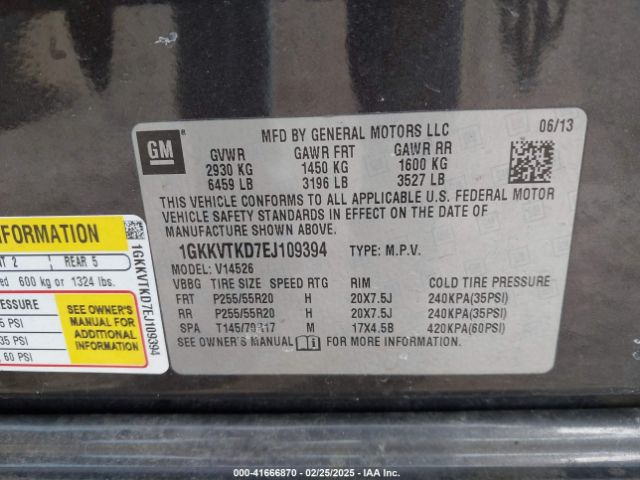 1GKKVTKD7EJ109394 GMC Acadia Denali