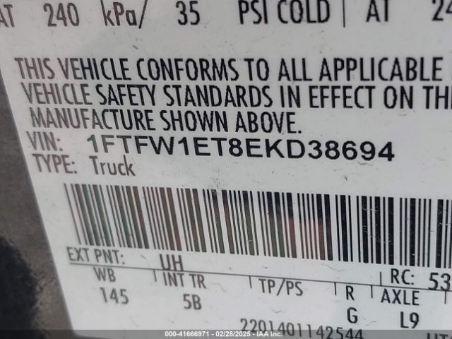 1FTFW1ET8EKD38694 Ford F-150 Fx4