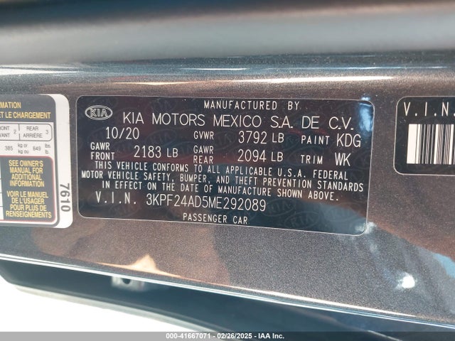 KIA Forte Lxs 2021 3KPF24AD5ME292089 Image 9