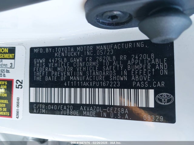 4T1T11AKXPU167223 Toyota CAMRY SE