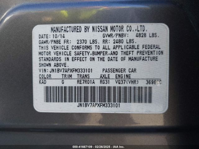 JN1BV7APXFM333101 Infiniti Q50 SPORT