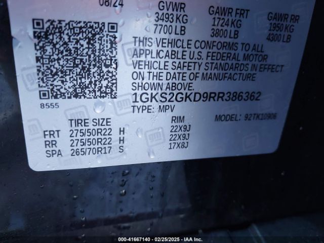 1GKS2GKD9RR386362 GMC Yukon Xl 4wd Slt