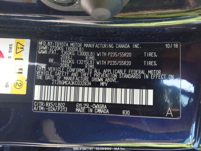 2T2BGMCA3KC032834 Lexus RX 450H