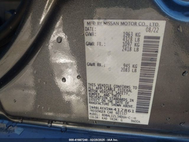 1N4BL4EV1NN412861 Nissan Altima Sl Fwd