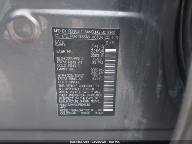 KNMAT2MV0LP536083 Nissan Rogue Sv Intelligent Awd