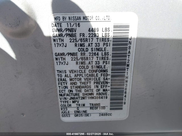 Nissan ROGUE S 2017 JN8AT2MT1HW386419 Image 9