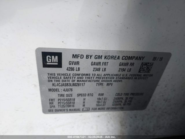 KL4CJASB3LB028117 Buick Encore Fwd Preferred