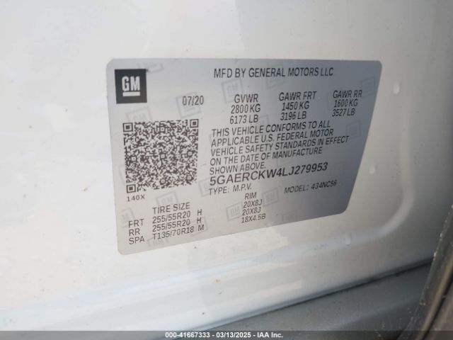 2020 BUICK ENCLAVE 5GAERCKW4LJ279953 Photo 8