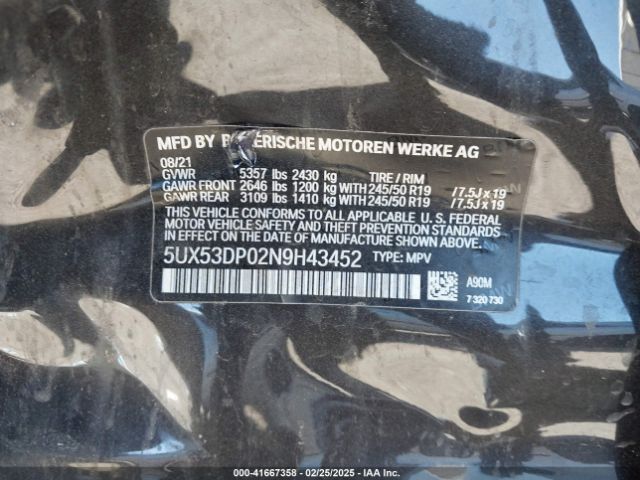5UX53DP02N9H43452 BMW X3 Xdrive30i