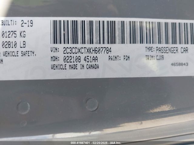 2C3CDXCTXKH607784 Dodge Charger R/t Rwd