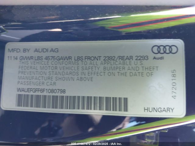 WAUEFGFF6F1080798 Audi A3 2.0t Premium