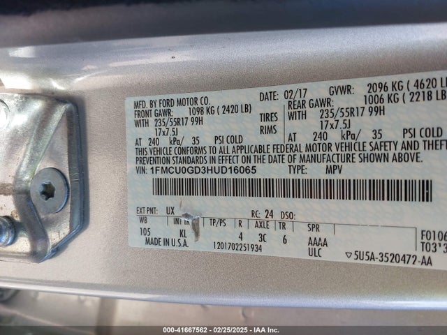1FMCU0GD3HUD16065 Ford ESCAPE SE