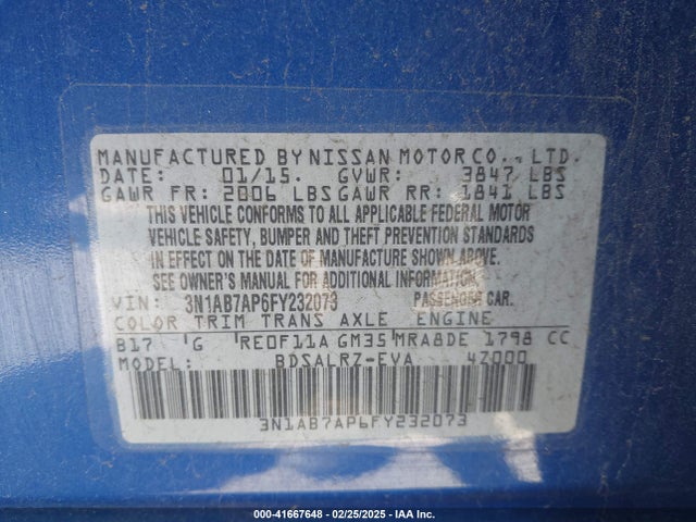 3N1AB7AP6FY232073 Nissan SENTRA SR