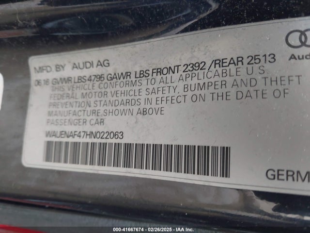 2017 AUDI A4 WAUENAF47HN022063 Photo 8
