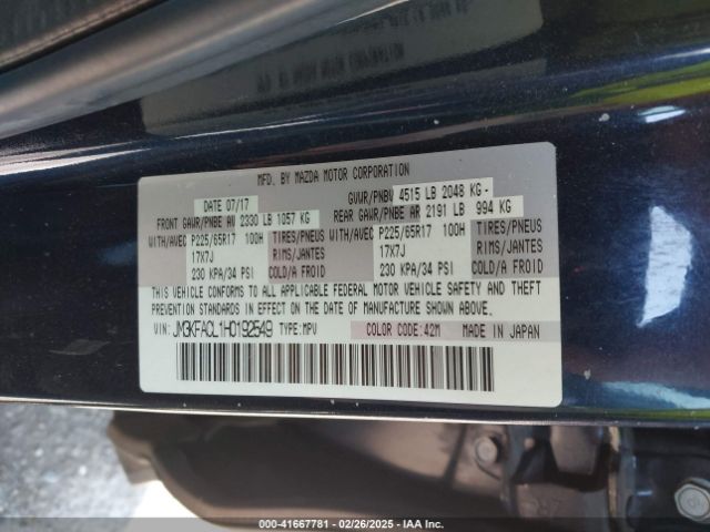 JM3KFACL1H0192549 Mazda Cx-5 Touring