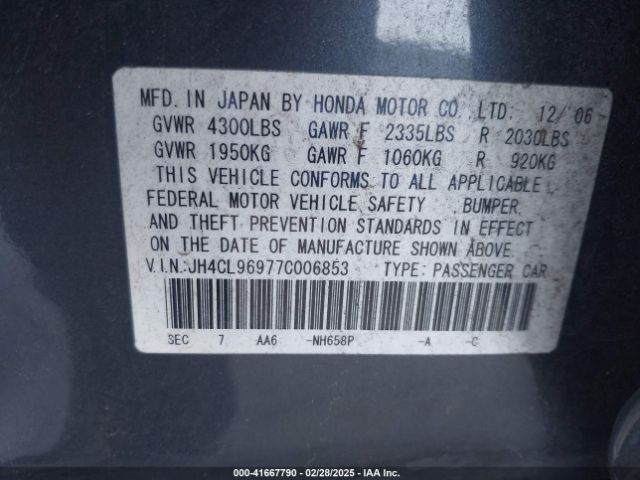 2007 ACURA TSX JH4CL96977C006853 Photo 8