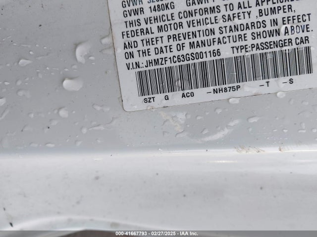 JHMZF1C63GS001166 Honda Cr-z Ex/ex-l Navi