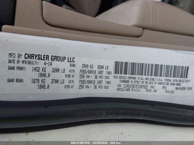2014 JEEP GRAND CHEROKEE 1C4RJFBG7EC497622 Photo 8