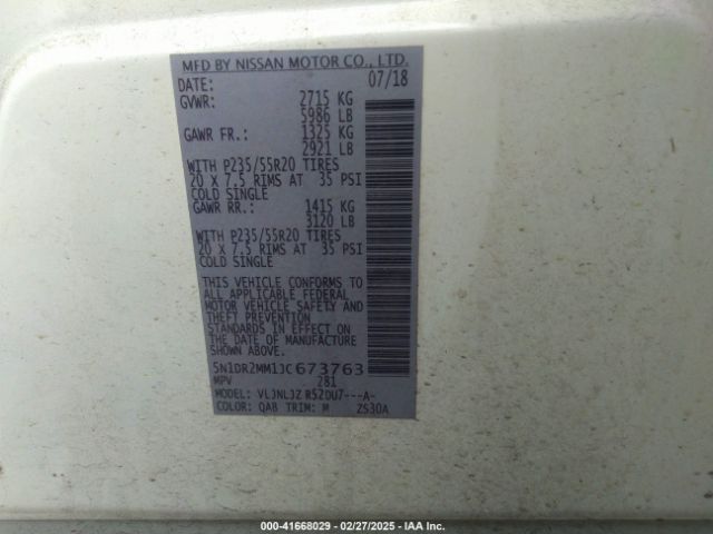 5N1DR2MM1JC673763 Nissan Pathfinder Platinum