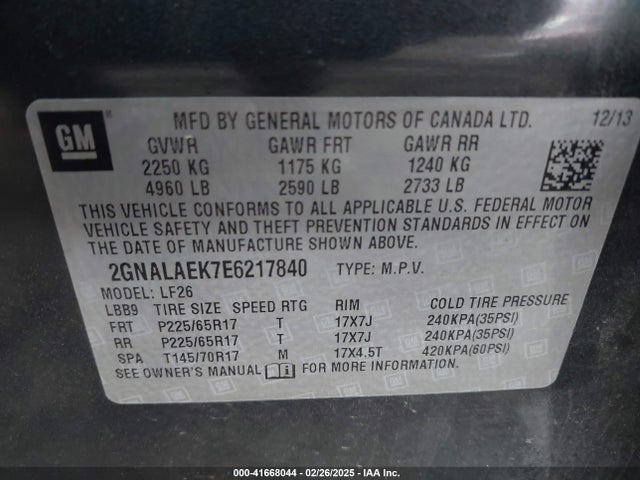 Chevrolet EQUINOX LS 2014 2GNALAEK7E6217840 Image 9