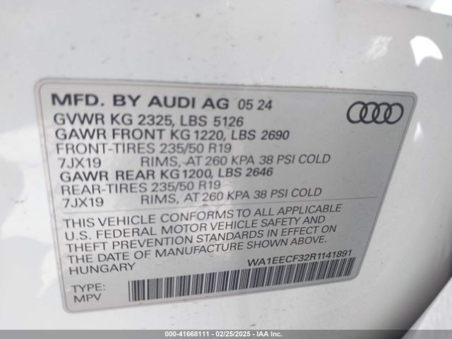 WA1EECF32R1141891 Audi Q3 Premium Plus 45 Tfsi S Line Quattro Tiptronic