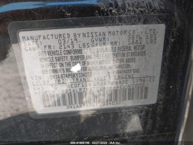 3N1AB7AP6KY334032 Nissan SENTRA SR