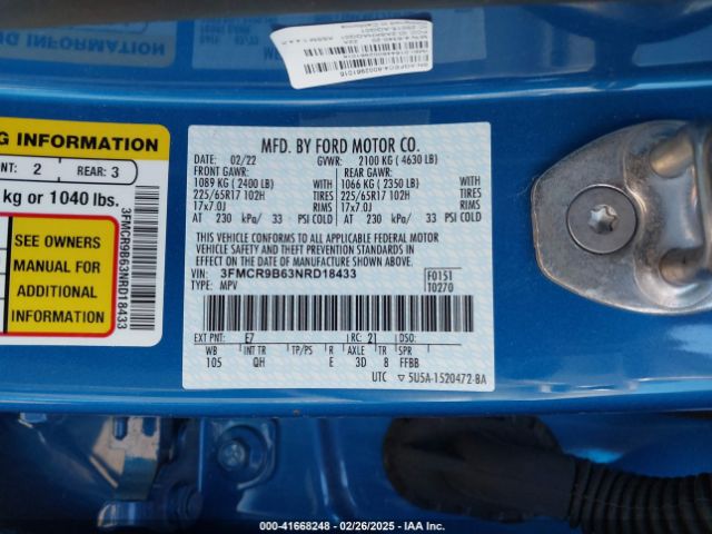 3FMCR9B63NRD18433 Ford Bronco Sport Big Bend
