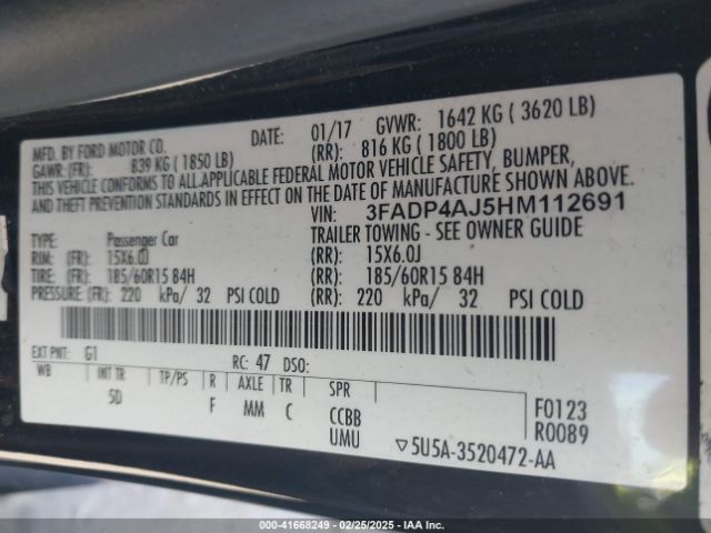 3FADP4AJ5HM112691 Ford FIESTA S