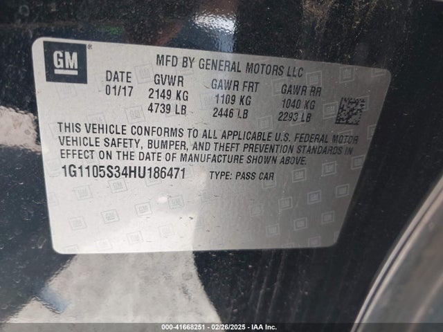 1G1105S34HU186471 Chevrolet IMPALA 1LT