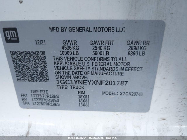 1GC1YNEYXNF201787 Chevrolet l5p
