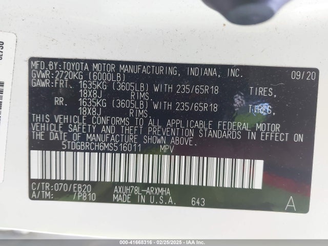 5TDGBRCH6MS516011 Toyota a25a-fxs, 5nm+4nm