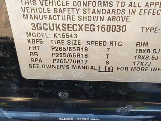 3GCUKSECXEG160030 Chevrolet Silverado 1500 2lz