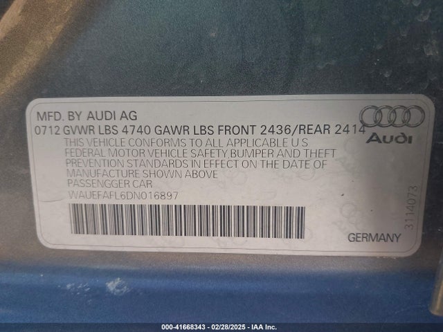 2013 AUDI A4 WAUEFAFL6DN016897 Photo 8