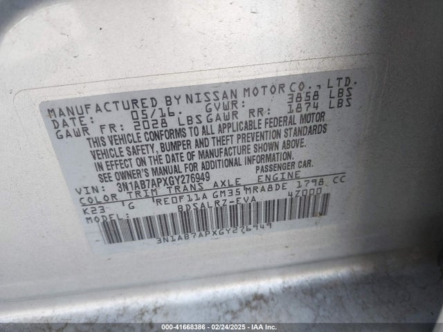 Nissan Sentra 2016 3N1AB7APXGY276949 Image 20