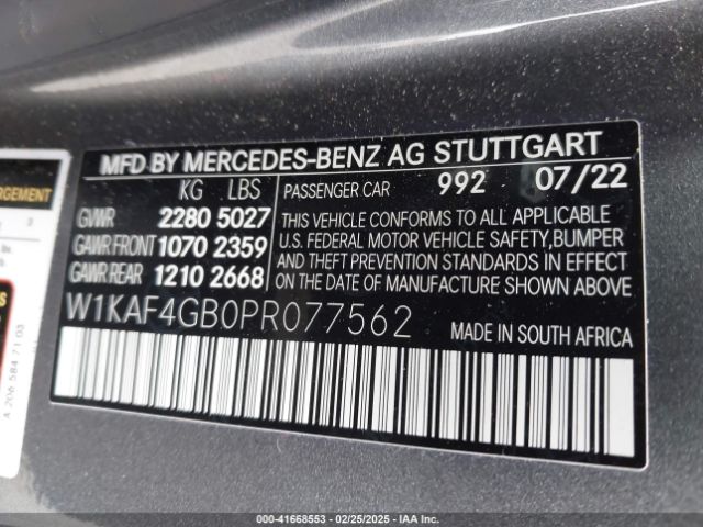 W1KAF4GB0PR077562 Mercedes-Benz C 300 Sedan