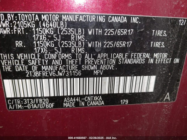 Toyota RAV4 LE 2018 2T3BFREV6JW731156 Image 9