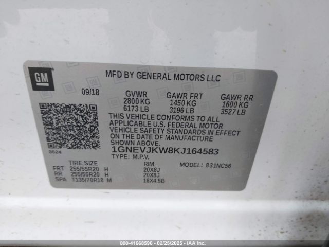1GNEVJKW8KJ164583 Chevrolet Traverse Rs