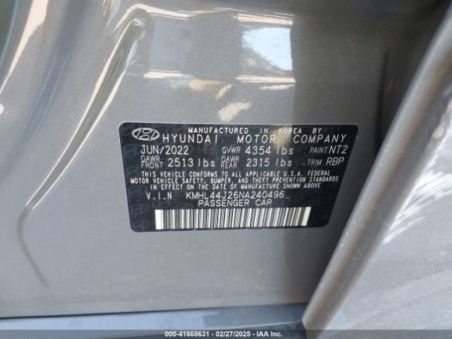 KMHL44J26NA240496 Hyundai Sonata Sel Plus