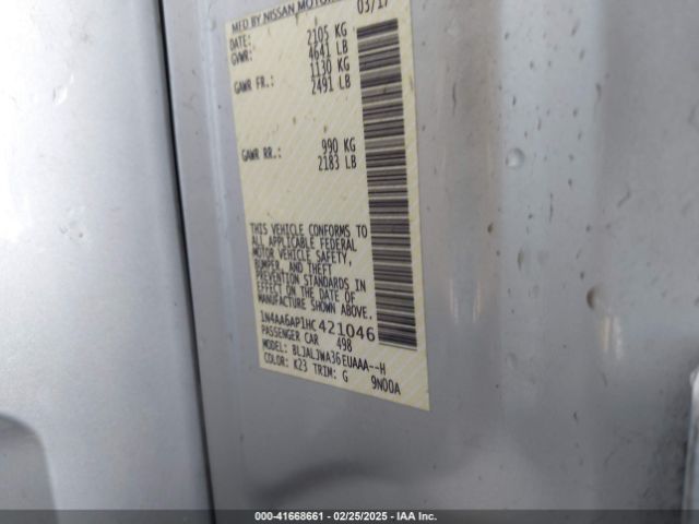 1N4AA6AP1HC421046 Nissan Maxima 3.5 Sv