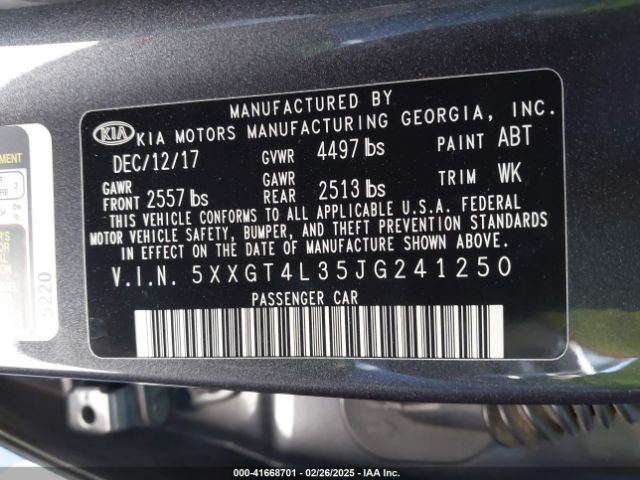 5XXGT4L35JG241250 KIA Optima S