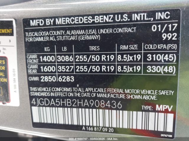 4JGDA5HB2HA908436 Mercedes-Benz Gle 350 4matic
