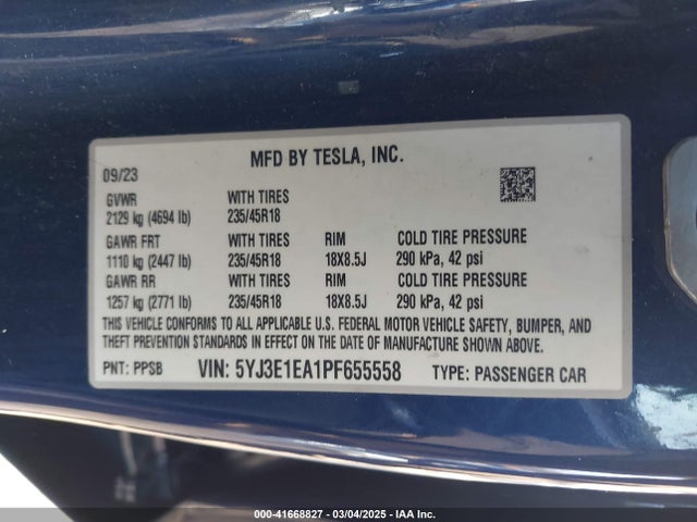 2023 TESLA MODEL 3 5YJ3E1EA1PF655558 Photo 8